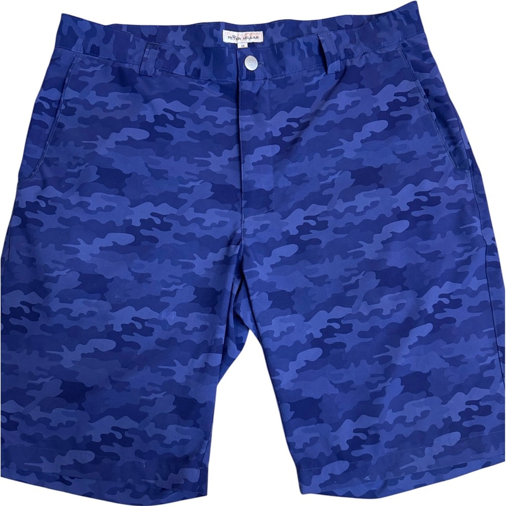 Peter Millar Performance Golf Shorts Men's 34 Stretch Navy Camo Athletic